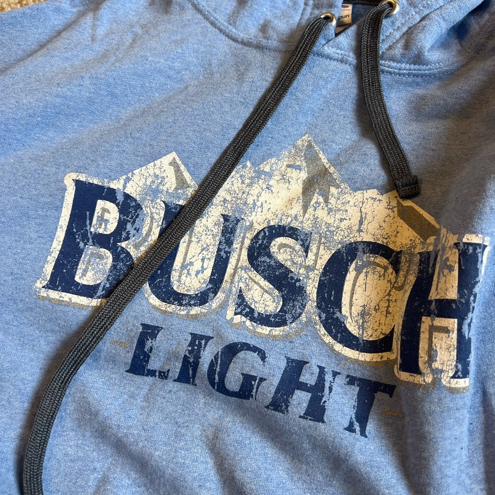 Fruit of the Loom Busch light Blue Graphic Hoodie - Picture 4 of 5